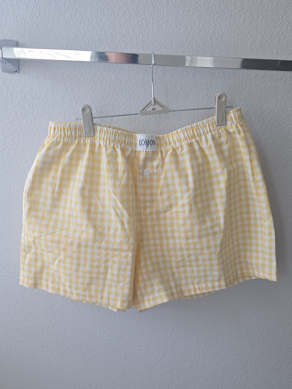 NWT Lomon Yellow Plaid Shorts Size Large